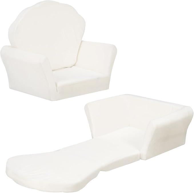 COSYLAND Kids Sofa for Toddler, 2-in-1 Folding and Expandable Soft Chair Bed Toddlers,Convertible Sofa to Lounger Sleeper Chair Bed for Girls and Boys,Wool White