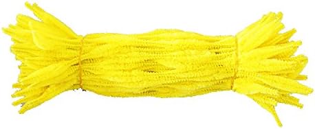 Carykon Pack of 100 Pipe Cleaners Fuzzy Bumpy Chenille Stems for Creative Handmade DIY Art Craft (Yellow)