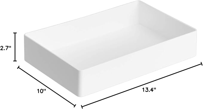 Amazon Basics Rectangular Plastic Desk Organizer Bundle, 3 Pieces Letter Tray/Accessory Tray, White