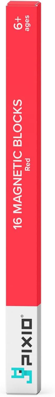 PIXIO-16 Red Color Series Magnetic Blocks Building Set 16pcs with Free App, Stress Relief Building Blocks, Magnets for Kids, Pixel Art Desk Toy, Fidget Toys