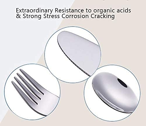 Exzact Children Flatware 6pcs - 3 x Forks, 3 x Spoons - Toddler Utensil Kids Silverware Cutlery Stainless Steel - Dishwasher Safe