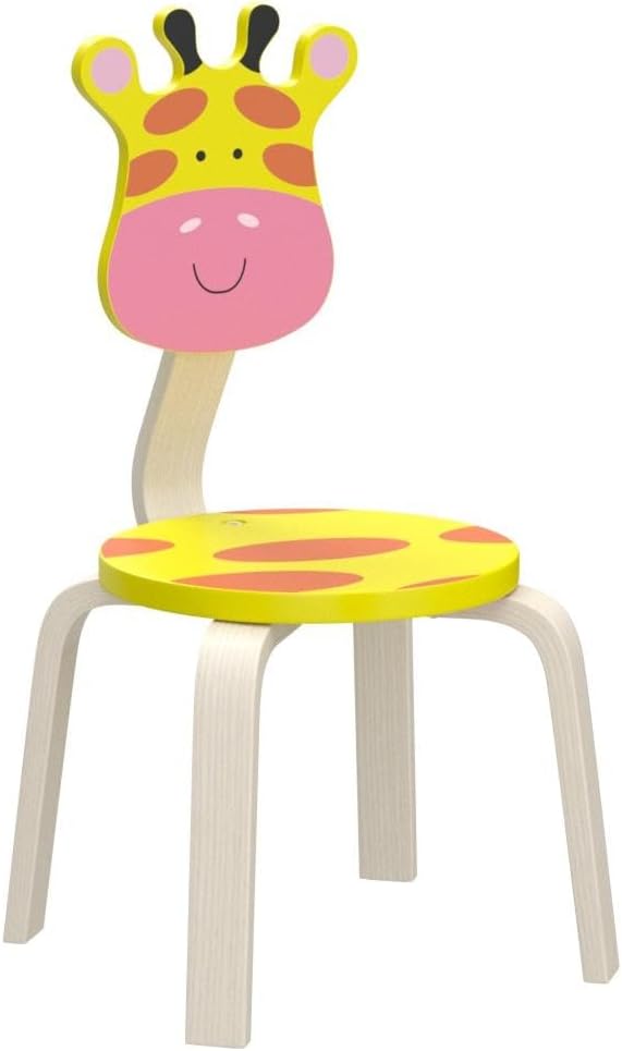 iPlay, iLearn 2 PCS Wooden Kids Chair Sets, Natural Hardwood Giraffe & Cow Animal Children Chairs, Furniture Set for Toddlers Kids Boys Girls, Stackable for Playroom, Nursery, Preschool, Kindergarten