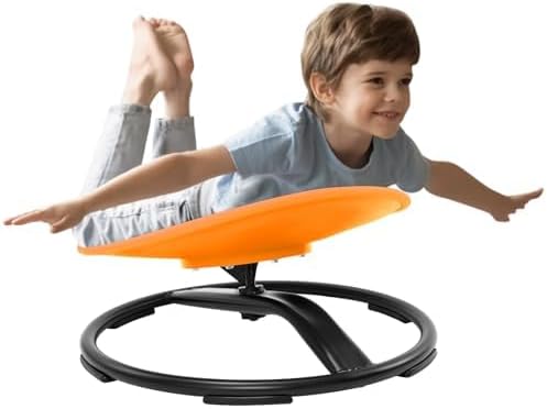 Zhenx Spinning Chair for Kids, Autism Kids Swivel Chair, Kids Sensory Chair, Spinning Chair for Autistic Kids & ADHD Children, Sit and Spin Training Body Coordination (Orange)