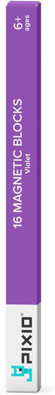 PIXIO-16 Violet Color Series Magnetic Blocks Building Set 16pcs with Free App, Stress Relief Building Blocks, Magnets for Kids, Pixel Art Desk Toy, Fidget Toys