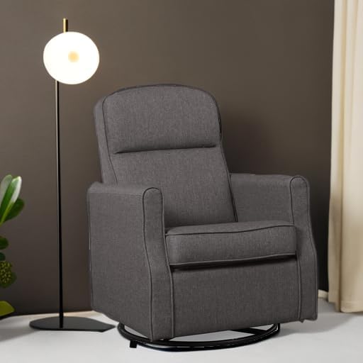 Delta Children Blair Slim Nursery Glider Swivel Rocker Chair, Charcoal