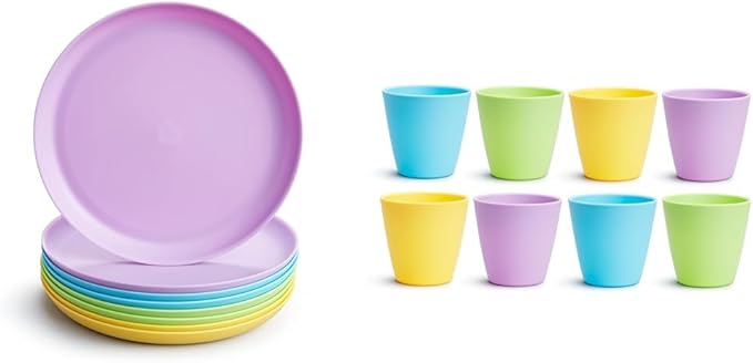 Munchkin® Multi™ Baby and Toddler Plates, 8 Pack & Multi™ Open Training Toddler Cups, 8 Ounce, 8 Pack