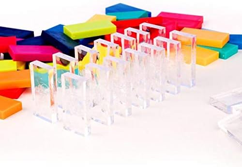 Bulk Dominoes Plastic Bulk 100pcs – Building and Stacking and Chain Reaction Toppling STEAM Toy Blocks for Kids (Clear)