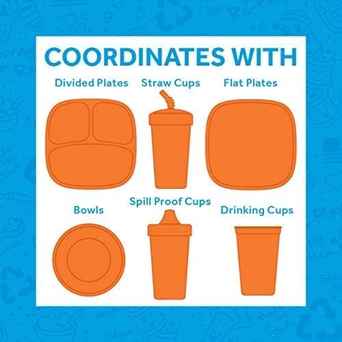 Re-Play Made in USA Toddler Forks and Spoons, Pack of 8 Without Carrying Case - 4 Kids Forks with Rounded Tips and 4 Deep Scoop Toddler Spoons - 0.2" Thick Toddler Utensils, Butterfly