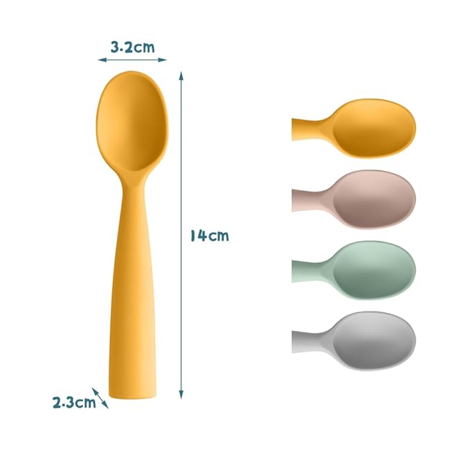 Vicloon Silicone Baby Feeding Spoons, 4 PCS Baby Spoons, First Stage Feeding Spoons for Infants, Silicone Baby Spoons Ultra-Durable & Chewproof, Silicone Feeding Spoons Dishwasher Safe,Baby Utensils