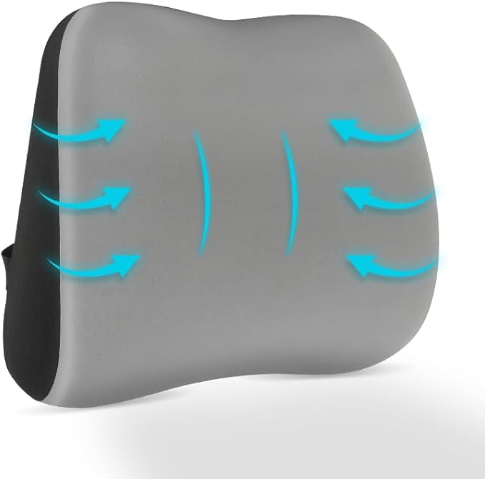 Lumbar Support Pillow for Office Chair, Memory Foam Lumbar Pillow for Lower Back Pain Relief - Black (xiaoyaokaoGrey)