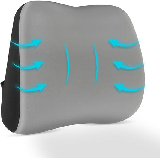 Lumbar Support Pillow for Office Chair, Memory Foam Lumbar Pillow for Lower Back Pain Relief - Black (xiaoyaokaoGrey)