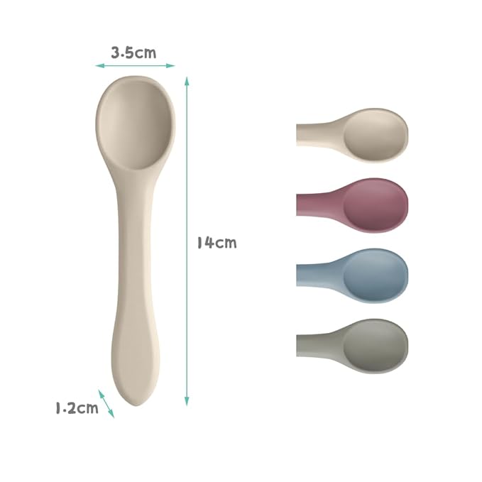 Vicloon Silicone Baby Feeding Spoons, 4 PCS Baby Spoons, First Stage Feeding Spoons for Infants, Silicone Baby Spoons Ultra-Durable & Chewproof, Silicone Feeding Spoons Dishwasher Safe,Baby Utensils