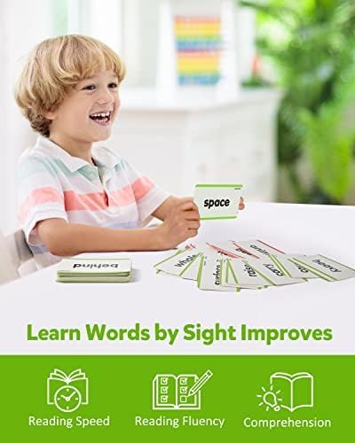Coogam 520 Sight Words Learning Vocabulary Flash Cards, Dolch Fry High Frequency Sight Word Educational Montessori Toy for Pre-k Kindergarten 1st 2nd 3rd Grade Homeschool