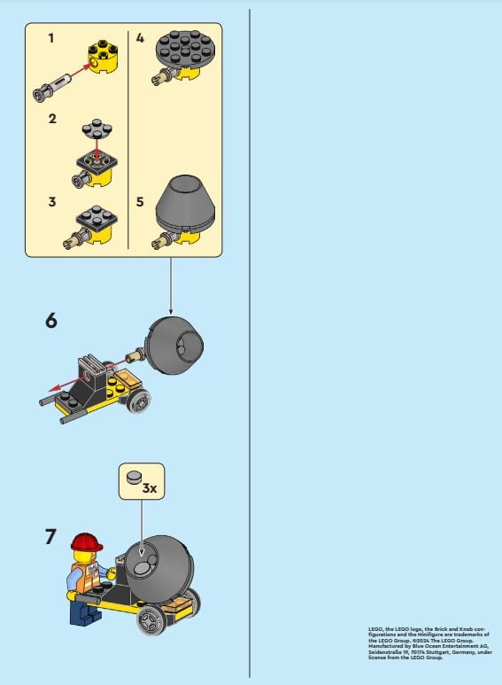 Lego City: Construction Worker Minifigure with Cement Mixer