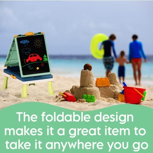 Kids MeeA Art Easel Whiteboard Chalkboard All-in-One with 32 Accessories, Markers, Color Chalk, Games Pieces, case and Stand.(3 Years and Older)