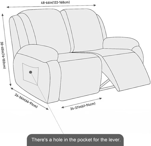 NORTHERN BROTHERS Loveseat Recliner Cover, Reclining Loveseat Covers, Love Seat Recliner Cover, Recliner Sofa Covers 2 Seater, Dark Gray