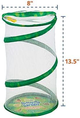 Insect Lore Butterfly Garden Gift Set | 8" Habitat with Live Cup of Caterpillars | Stickers and Extras Included | Life Science & STEM Education Kit | Grow Painted Lady Butterflies