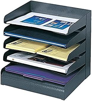 Safco 3127BL Steel Desk Organizer Tray Sorter with 5 Shelves, Black