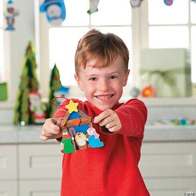Fun Express Nativity Craft Stick Ornament Craft Kit - Makes 12 - Christmas Crafts for Kids