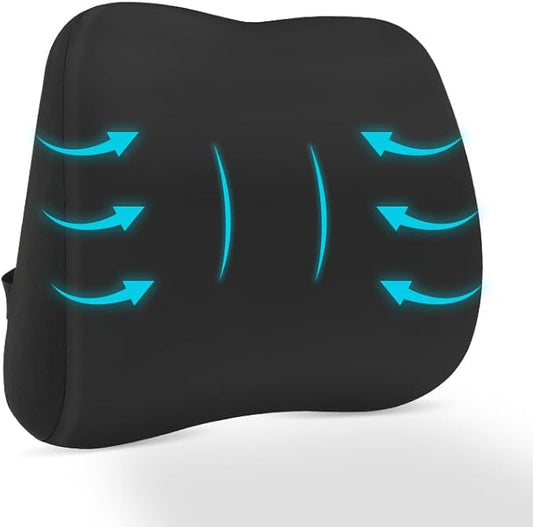 Lumbar Support Pillow for Office Chair, Memory Foam Lumbar Pillow for Lower Back Pain Relief - Black (xiaoyaokaoblack)