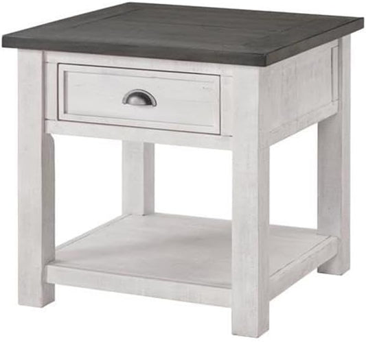Martin Svensson Home Monterey Solid Wood End Table White with Grey Top