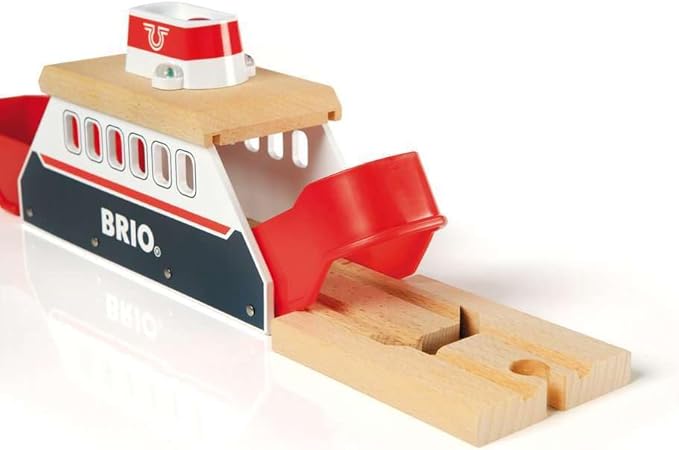 BRIO World 33569 - Ferry Ship - 3 Piece Wooden Toy Train Set for Kids | Interactive Light and Sound Features | Compatible with All BRIO Train Tracks | Ideal for Ages 3 and Up