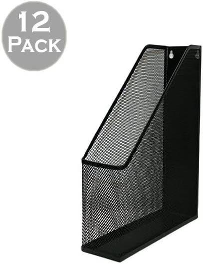 YBM HOME Steel Mesh Wall Magazine File Holder for Home & Office Organization, Serves as a Magazine Rack, Desk Organizer, Letter and Mail Bin, Holds Up to 20 Magazines - 12-Pack Black, 1101-12