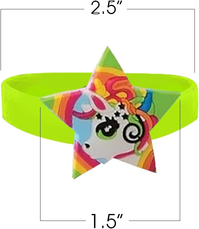ArtCreativity Unicorn Rubber Bracelets, Set of 12, Colorful Stretchy Rubber Wristbands for Boys and Girls, Fun Unicorn Birthday Party Favors for Children, Goodie Bag Fillers, Carnival Prize