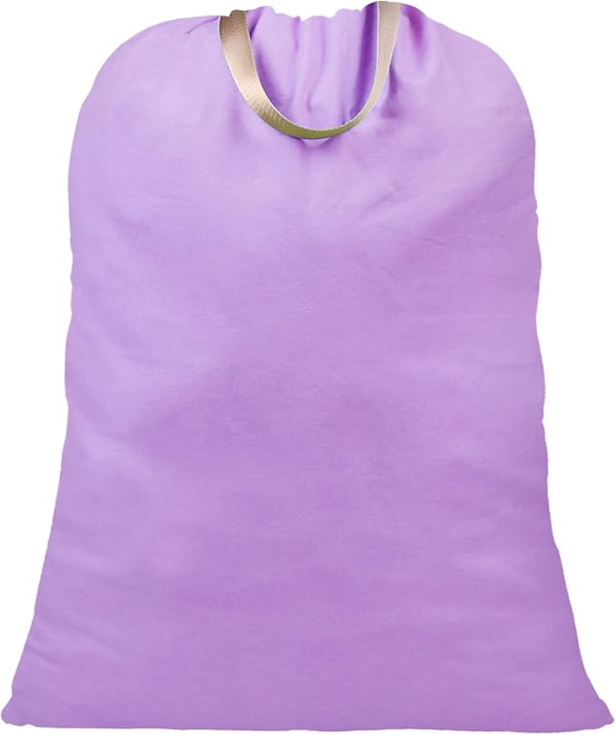 LOLOMLO Extra Large Canvas Laundry Bags with Handles & Drawstring Closure, Heavy Duty Tears Resistant Clothes Storage Travel Bags,25.5"x34",Purple