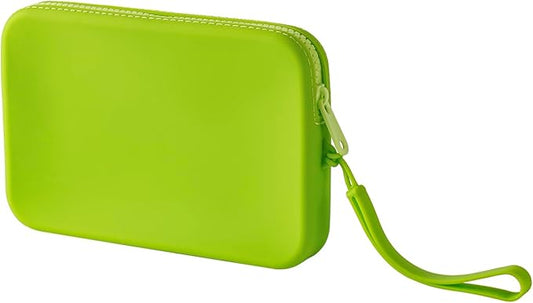 WHHJM Large Silicone Multifunctional Essential Bag Portable Travel Makeup Bag for Women Men Cards Cash Bag Zipper Pouch (Green)