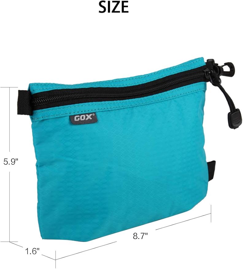 GOX Travel Toiletry Bag Carry On Zipper Pouch Cosmetic Kit Makeup Digital Bag Water Repellent Nylon (Turquoise)