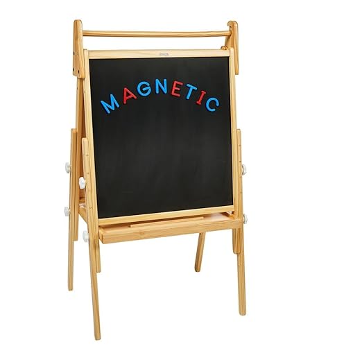 Colorations All in One Wooden Adjustable Easel with Markers & Bonus Chalk