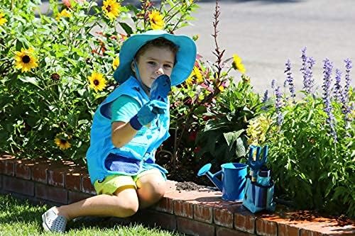 Light Blue Kids X-Small Safety Cargo Vest with Hat Fits Size 2T-4T (Light Blue, X-Small)