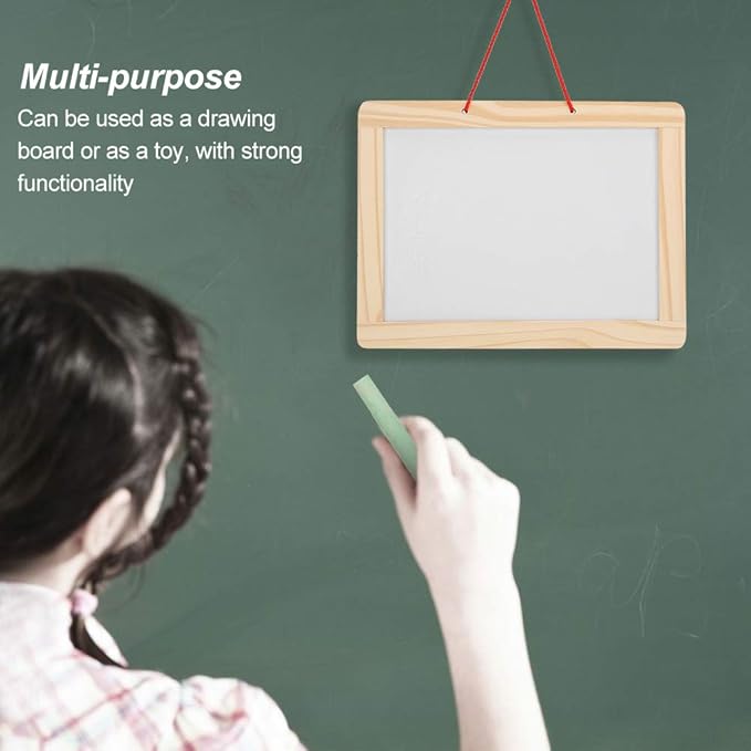 Chalkboard Set, Children Wooden Double Sided Hanging Magnetic Writing Drawing Board Drawing Art Black Board Educational Kids Toy