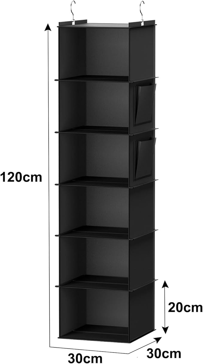 YOUDENOVA Hanging Closet Organizers and Storage, 6-Shelf Hanging Closet Shelves, Black | Storage