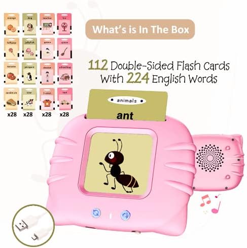 Talking Flash Cards for Toddler 1 2 3 4 Year Olds, Language Learning Toys, Autism Toys, Pocket Speech Therapy Toys, Montessori Toys with 224 Words, Children's Sensory Learning Educational Toys