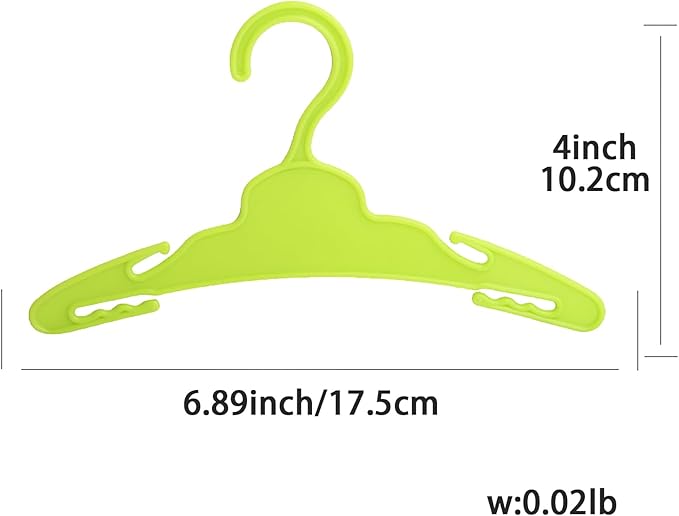 20 Pcs Doll Hangers for 18 inch Doll Clothes, Green Doll Hangers, Sturdy Doll Hangers Accessories, Work Great with Rod Less Than 1/2 inch Diameter, Made of Safe ABS Plastic