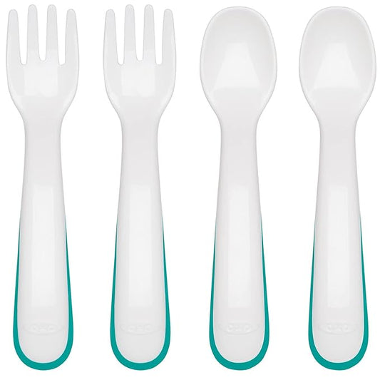 OXO Tot Plastic Fork & Spoon Multipack - Teal , 4 Piece Set (Pack of 1)