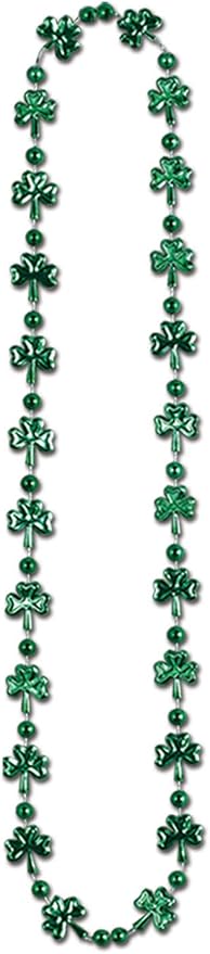 Beistle Plastic Shamrock Beaded Necklaces 144 Piece St Patrick's Day Wearables Clover Party Supplies And Favors
