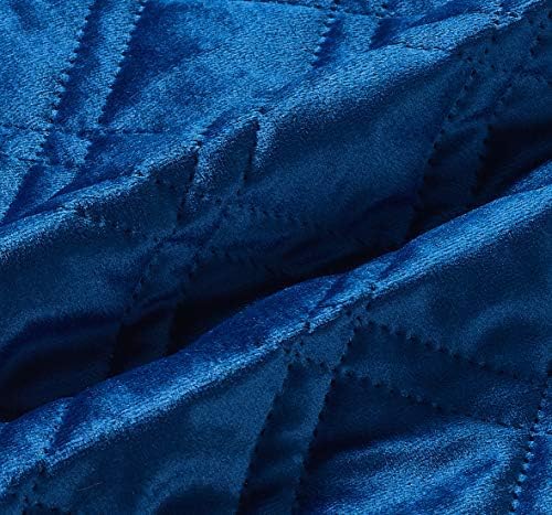 Brilliant Sunshine Blue Velvet Couch Sofa Armrest 5 Pockets Organizer, Slip Resistant Recliner Armchair Caddy, Washable Remote Controls Holder, Storage for Magazine, Tablet, Phone, 35×13", Dark Blue