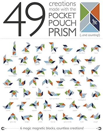 6 Piece Tegu Pocket Pouch Prism Magnetic Wooden Block Set, Blues