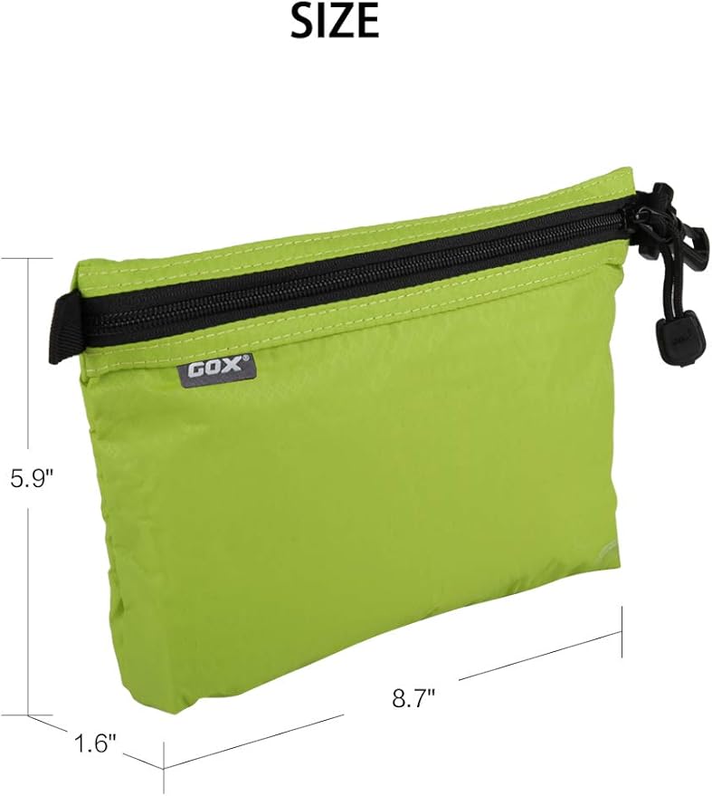 GOX Travel Toiletry Bag Carry On Zipper Pouch Cosmetic Kit Makeup Digital Bag Water Repellent Nylon (Green)
