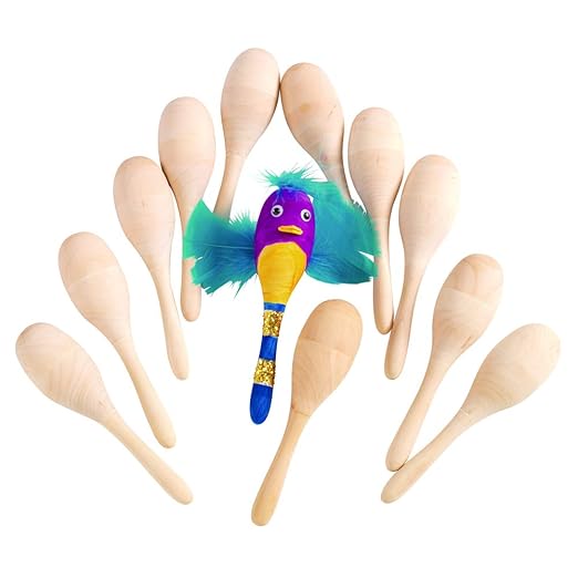 Colorations Wooden Maracas Craft Kit for Kids, Pack of 12, Craft Kit for Children, Kids Maracas Craft, Fun Craft Project for Kids, Decorate Your Own Maracas