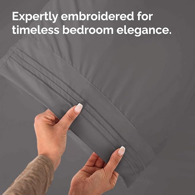 Queen Pillow Cases Set of 8 - Ultra Soft Hotel Quality Pillowcase Covers - Comfy, Cozy & Wrinkle Free - Shrink, Stain and Fade Resistant - Machine Washable Pillow Protectors - 8 Piece Set - Dark Grey