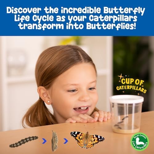 Insect Lore Butterfly Garden As Seen On TV | Butterfly Kit with Live Caterpillars | 10 Live Baby Caterpillars, Reusable Habitat, STEM Butterfly Journal & More