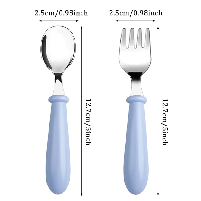 8 Pieces Toddler Utensils, Stainless Steel Toddler Spoons and Forks Kids Silverware Toddler Silverware Set for Safe Dining Baby Utensils (4 Set)