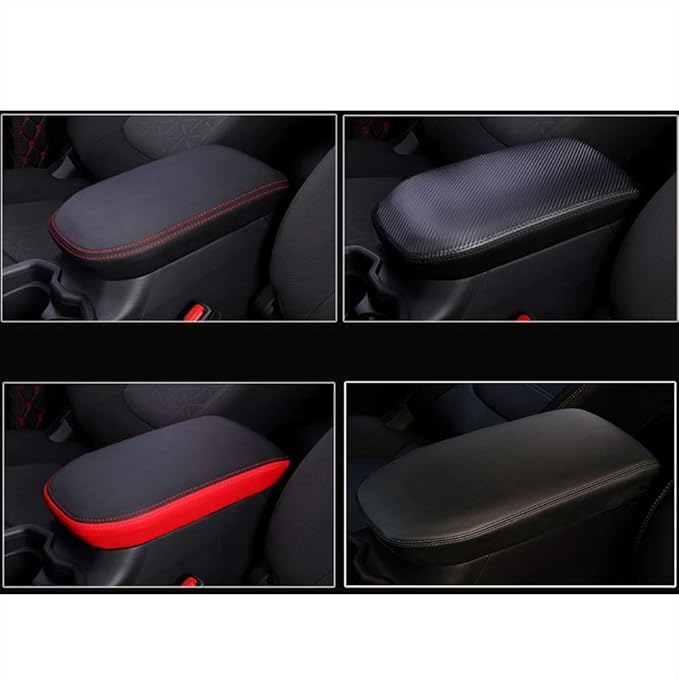 XITER Car Armrest Cover Saver, 1 Pc Center Console Pad Fit for Toyota RAV4 2019-2025, Central Console Armrest Box Protector Interior Accessories (Black skin and red line)