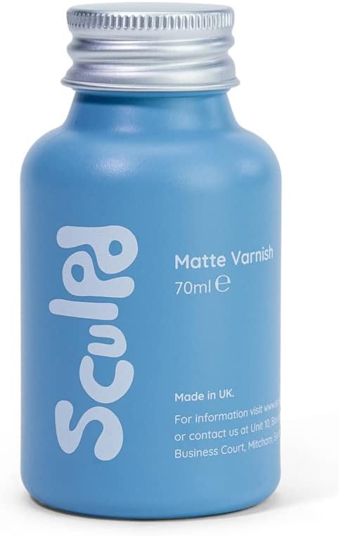 Sculpd Clear Varnish for Air Dry Clay Pottery, Matte Finish Clear Varnish for Pottery and Acrylic Paint, Create Waterproof Pottery from Home, Colourless Scratch Resistant Varnish, 70ml