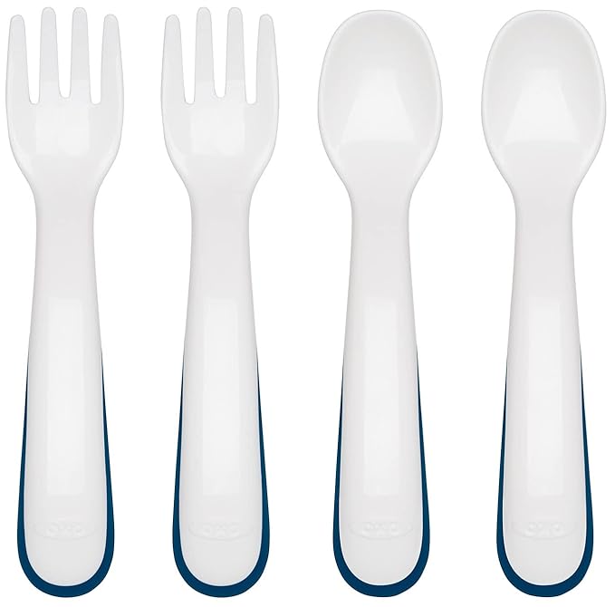 OXO Tot Plastic Fork & Spoon Multipack - Navy , 4 Piece Set
