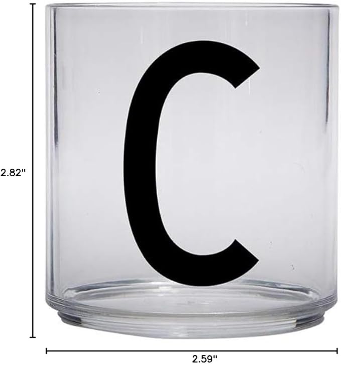 Design Letters Tritan Dinnerware Cups for Kids A-Z 6 Oz| Kids Glass Designed in Denmark for Baby feeding | Toddler Cup for Drinking | Unbreakable Tableware for Baby|Stackable Tumbler Cup BPA/BPS Free